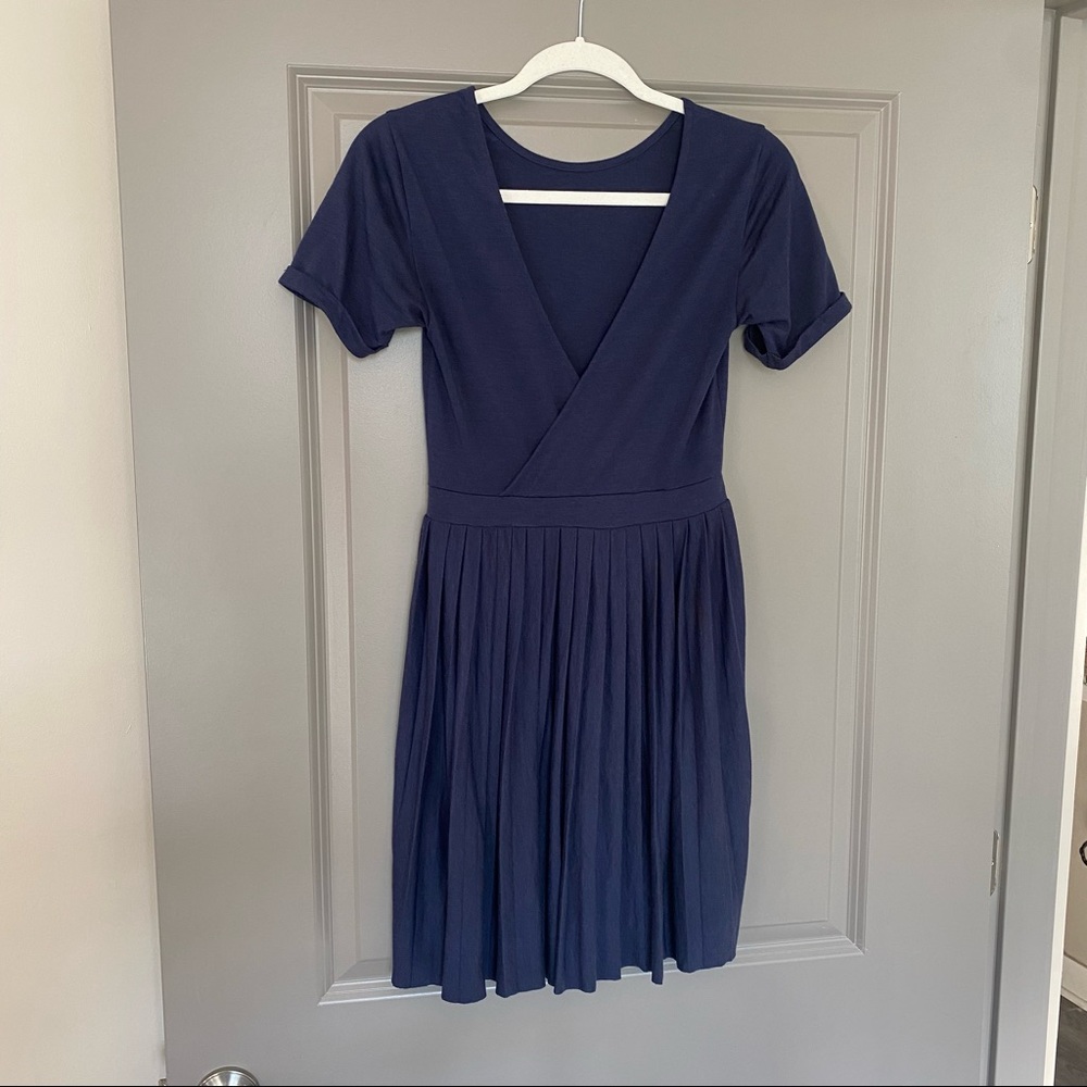 ASOS Pleated Navy Dress